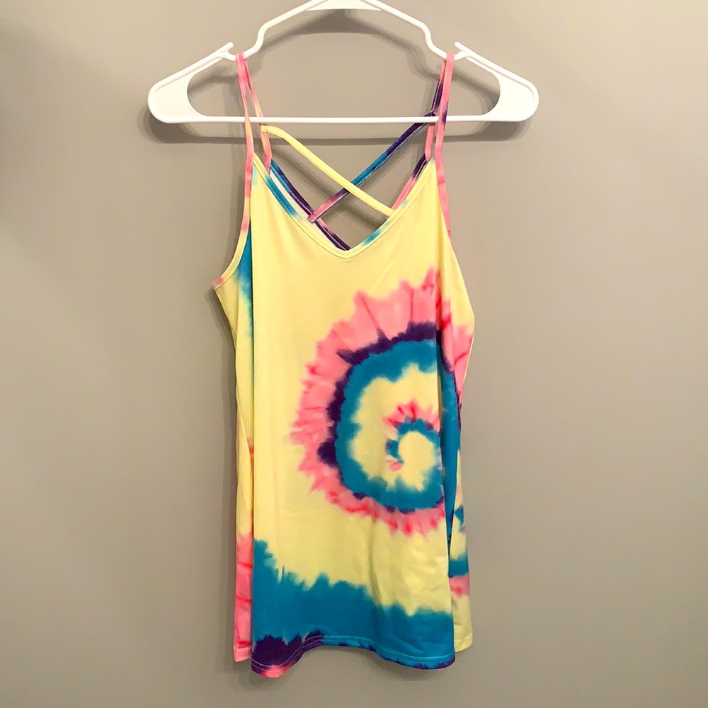 Boutique yellow tie dye tank top